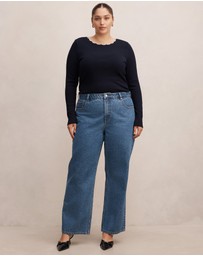 Forever New Curve - Rebecca Curve Scallop Long Sleeves Top