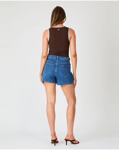 Rolla's - V-Neck Ringer Tank - Espresso & Light Blue
