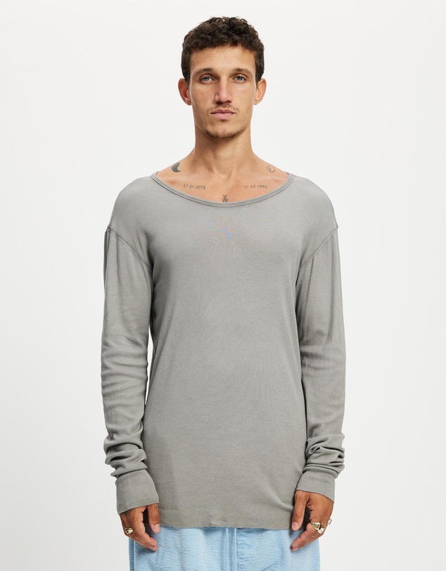 Surrounded By Ghosts - The Gypsum Slim Rib Knit Long Sleeve T-Shirt