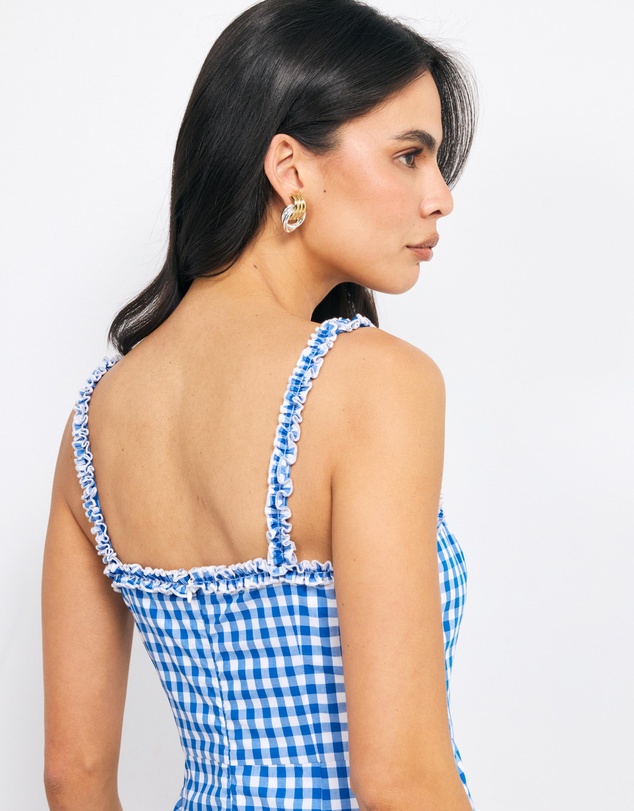 AERE - Lila Cotton Gingham Frill Mini Dress