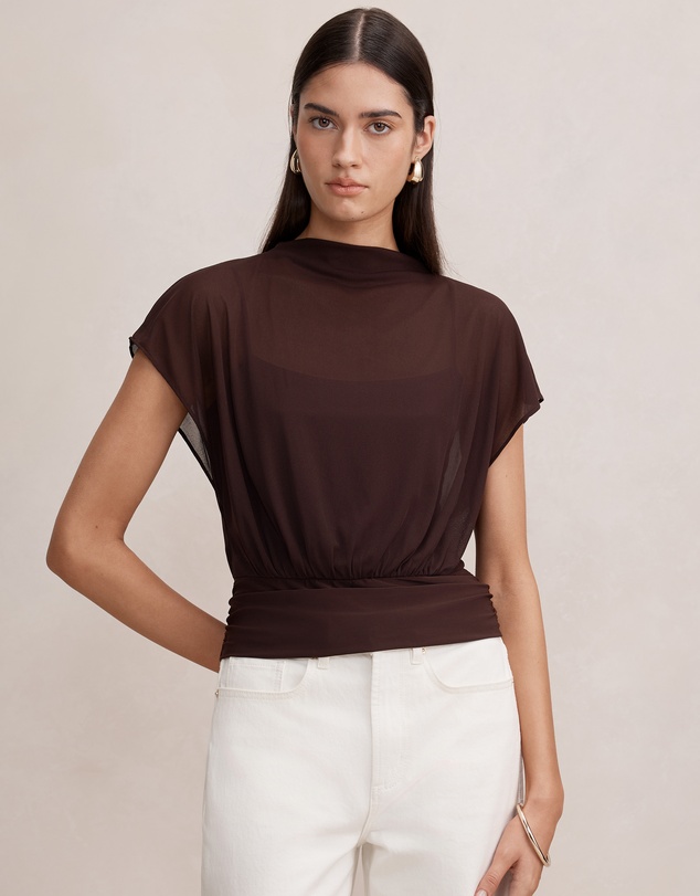 Forever New - Mattie Mesh Overlay Top