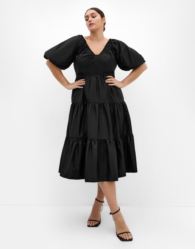 City Chic - Fantasy Puff Sleeve Midi Dress