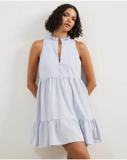 Atmos&Here - Aylah Tiered Linen Blend Mini Dress