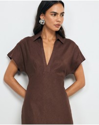 AERE - Evelina Linen Midi Dress