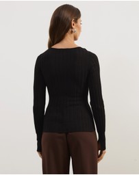 Atmos&Here - Rumi Long Sleeve Fitted Rib Knit Top