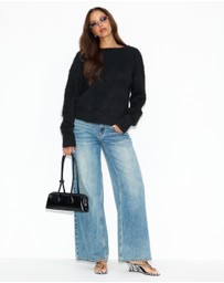 Dazie - Yasmin Open Back Fluffy Knit Jumper