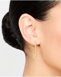 Lovisa - Waterproof Gold Plated Stainless Steel Medium Thin Twisted Hoop Earrings