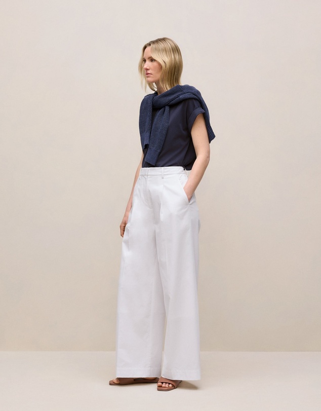 Trenery - Cotton Cuff Sleeve T-shirt in Night Sky