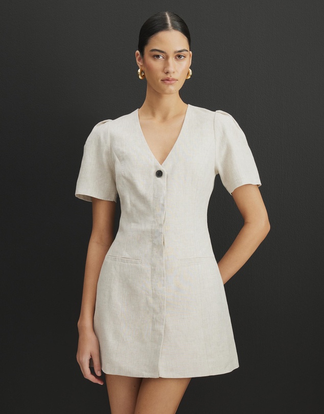 AERE - Luna Linen Tailored Mini Dress