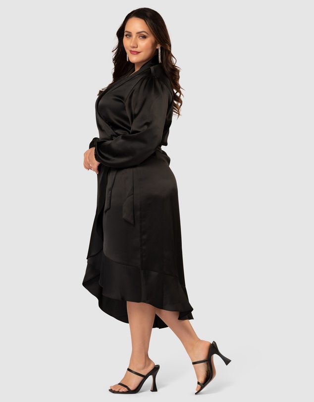 Pink Dusk by Curve Project - Girl Crush Satin Wrap Dress