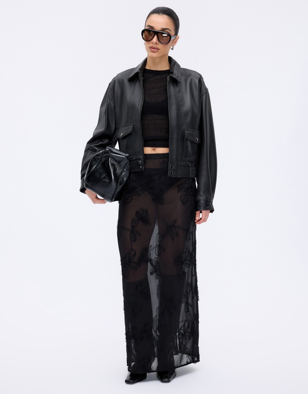 Minima Esenciales - Maelle Floral Applique Midi Skirt