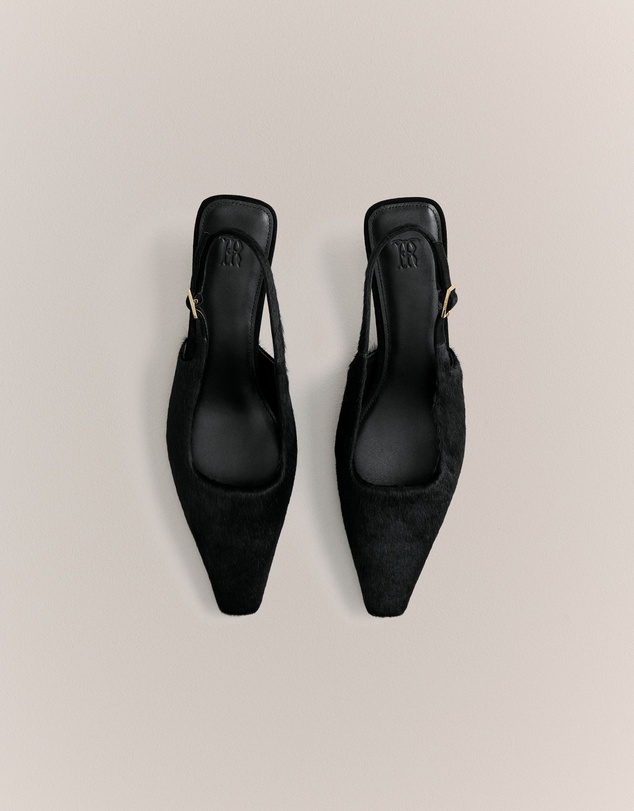 Trenery - Solenne Pony Hair Kitten Heel in Black
