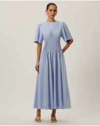 Tussah - Zoe Pintuck Detail Flutter Sleeve Midi Dress