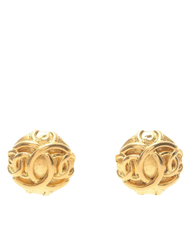 Pre-Loved by Azura Reborn - Pre-Loved Gold Plated Overlapping CC Round Clip On Earrings