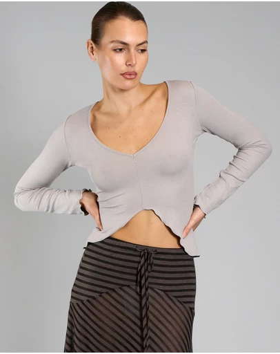 Love and Nostalgia - Rosie Rib Top - Grey