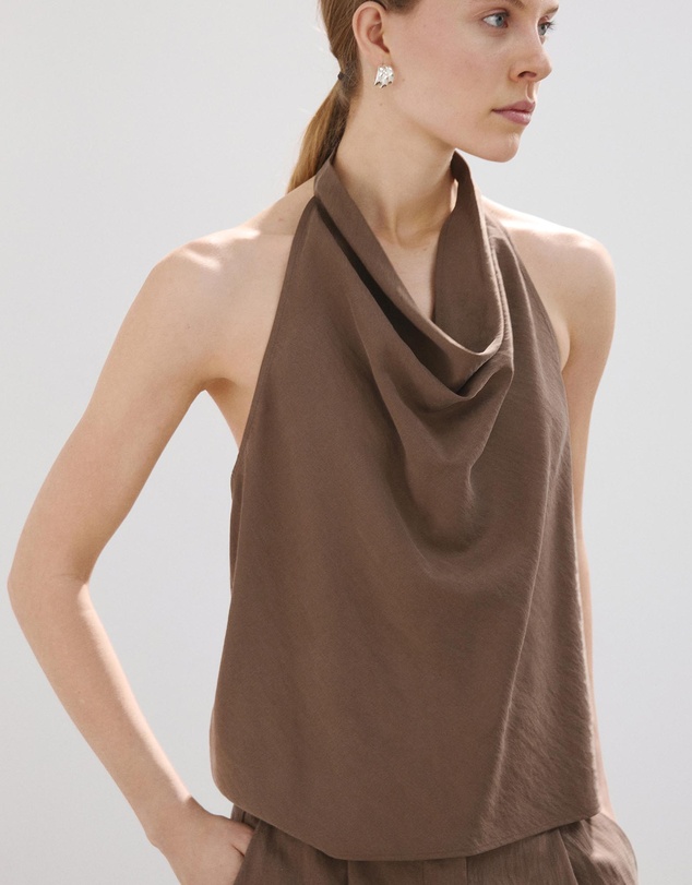 M.N.G - Lyocell Top with Draped Neck