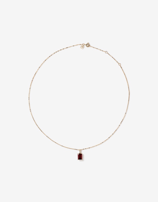 Michael Hill - Emerald Cut Red Garnet Gemstone Pendant Necklace in 10kt Yellow Gold