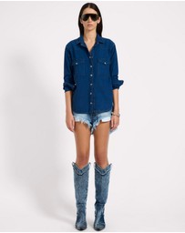 ONE TEASPOON - Western Denim Shirt - Deep Blue