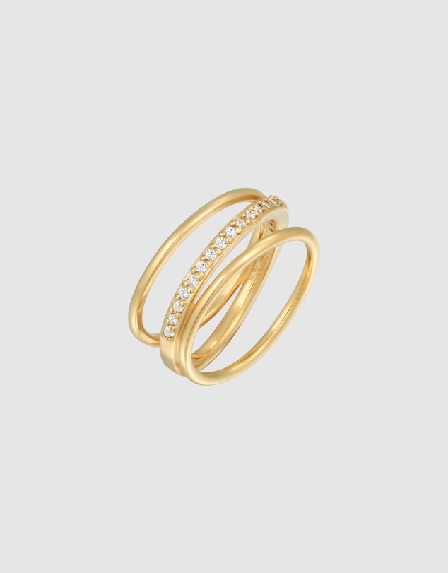 Elli Jewelry - Ring Wrap Zirconia 925 Sterling Silver Gold Plated