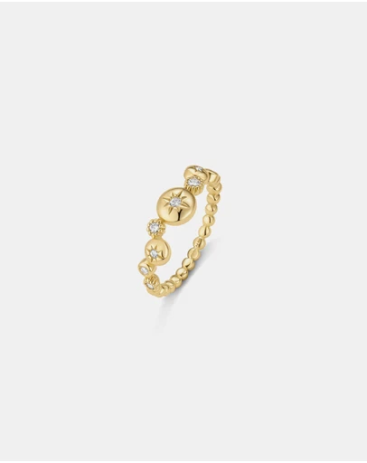 Ania Haie - Ania Haie Gold Starburst Zig-Zag Beaded Ring