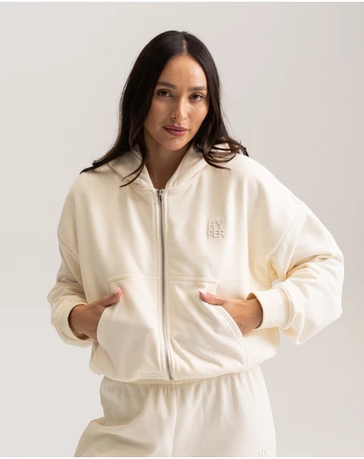 HyperLuxe The Label - Logo Embroidered Zip Up Hoodie