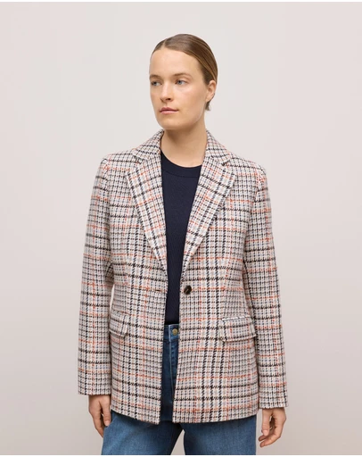 Trenery - Wool Tweed Blazer in Powder Blue