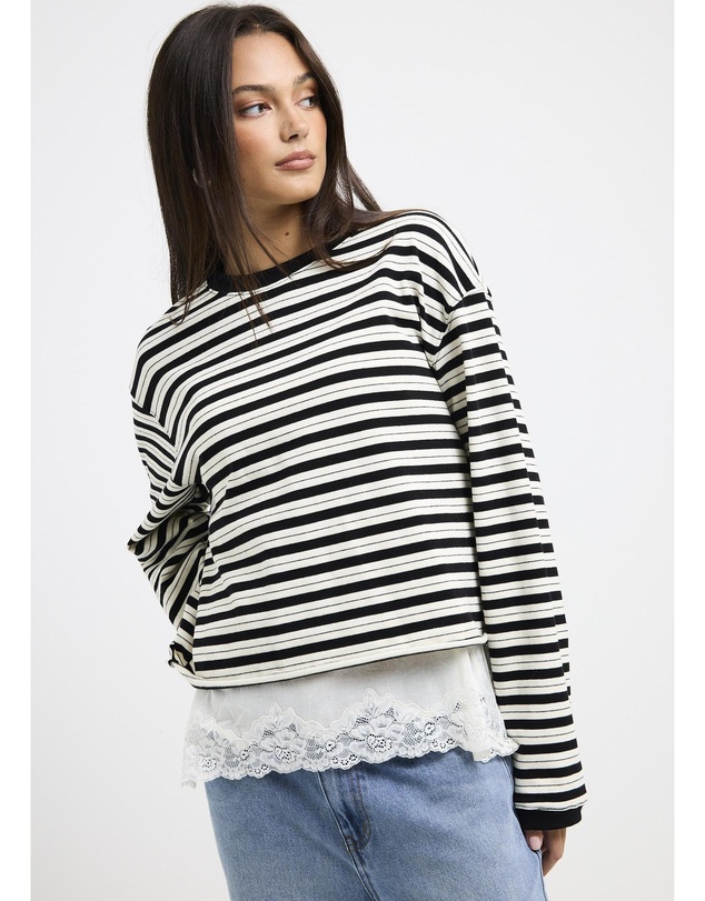Subtitled - Long Sleeve Stripe Top