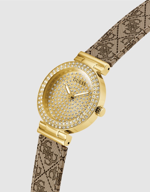 GUESS - Guess Ivy Ladies Beige Gold Tone Analogue Watch