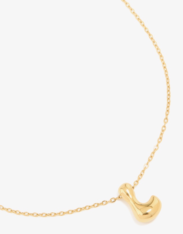 Lovisa - Waterproof Gold Plated Stainless Steel Large Bubble Letter L Necklace