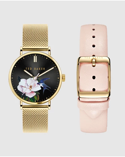 Ted Baker - Phylipa Floral Gold-Tone Watch and Strap Gift Set