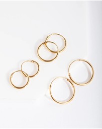 Lovisa - Gold Plated Sterling Silver Classic Hoop Earring Pack