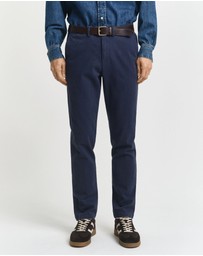 Gant - Slim Fit Cotton Herringbone Pants