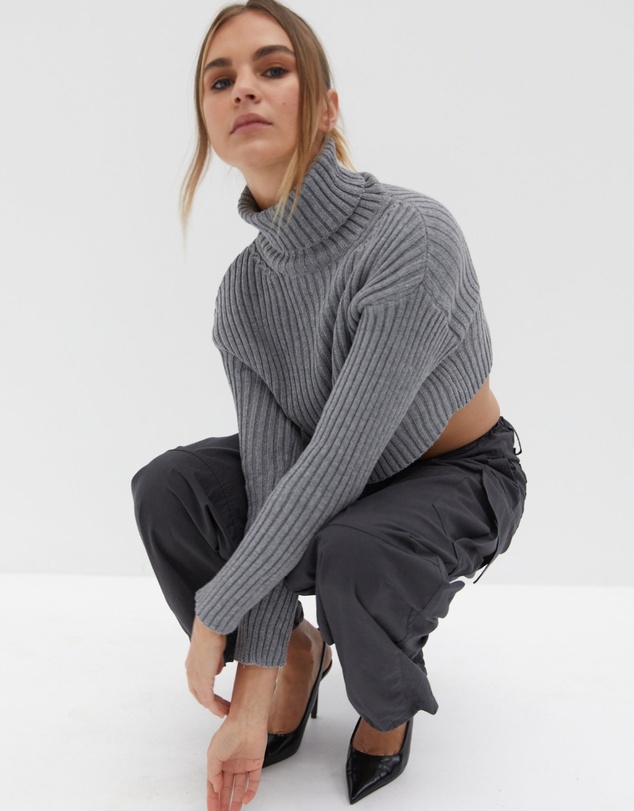 Style Addict - Chunky Knit Crop Skivvy