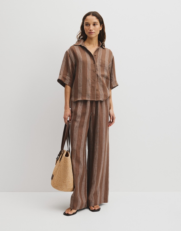 Country Road - Stripe Short Sleeve Linen Shirt