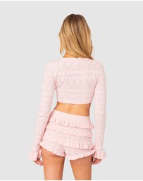 EDIKTED - Delana Embroidered Knit Crop Top