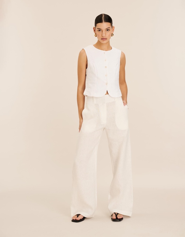 AERE - Linen Button Through Vest