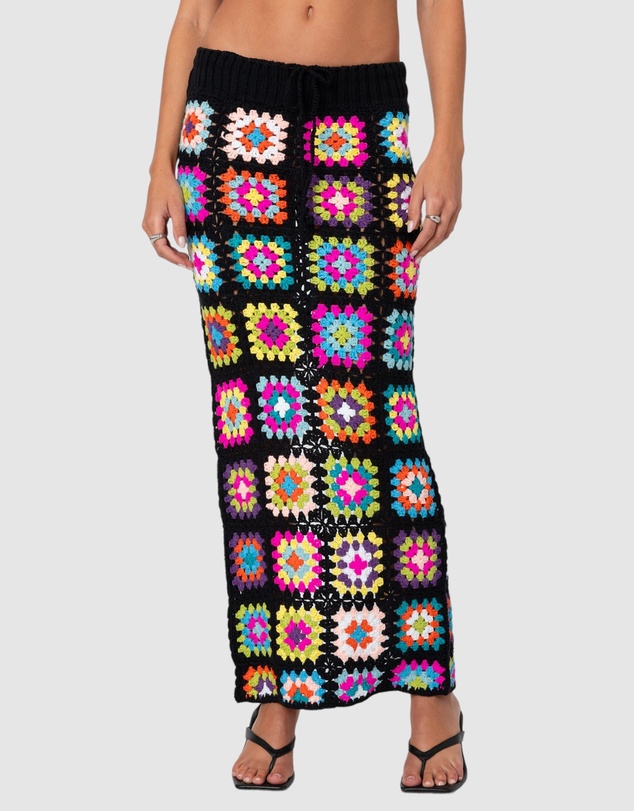 EDIKTED - Patchwork Crochet Maxi Skirt