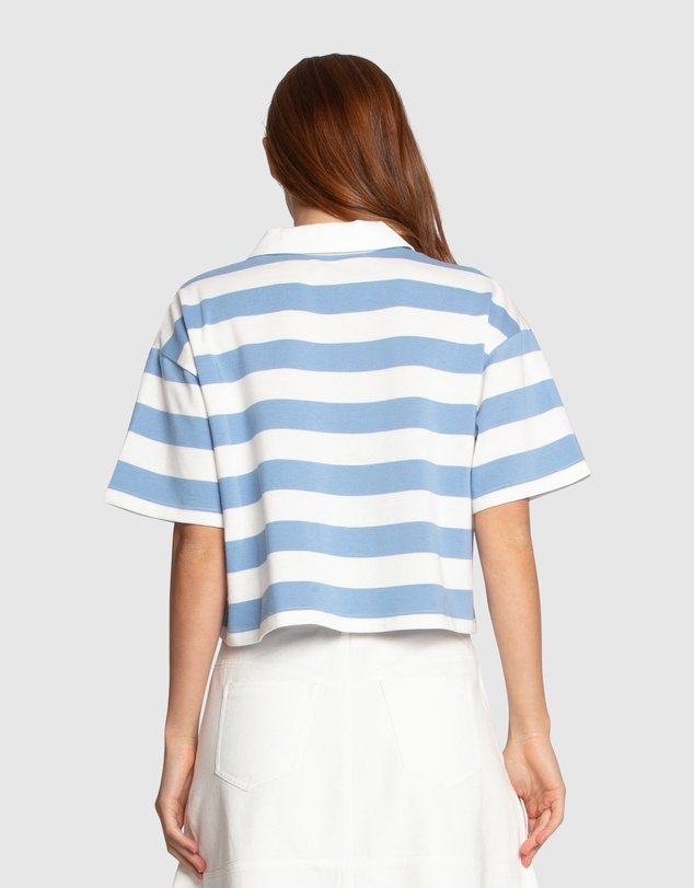 Belle & Bloom - School Boy V-Neck Cropped Polo Top
