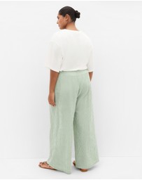 City Chic - Plus size Gingham Wide Leg Pant - soft sage