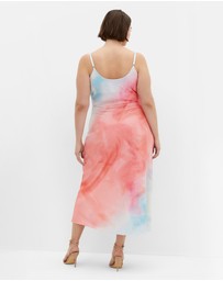 City Chic - Mali Print Dress - coral