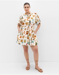 City Chic - Plus size Amore Print Mini Dress - ivory