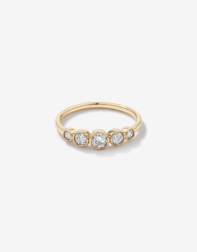 Michael Hill - 0.46 Carat TW Round Brilliant Graduated Diamond Bezel Set Ring in 10kt Yellow Gold