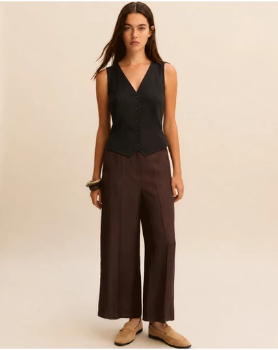 Emme | Max Mara Group - Black Cotton Blend Waistcoat