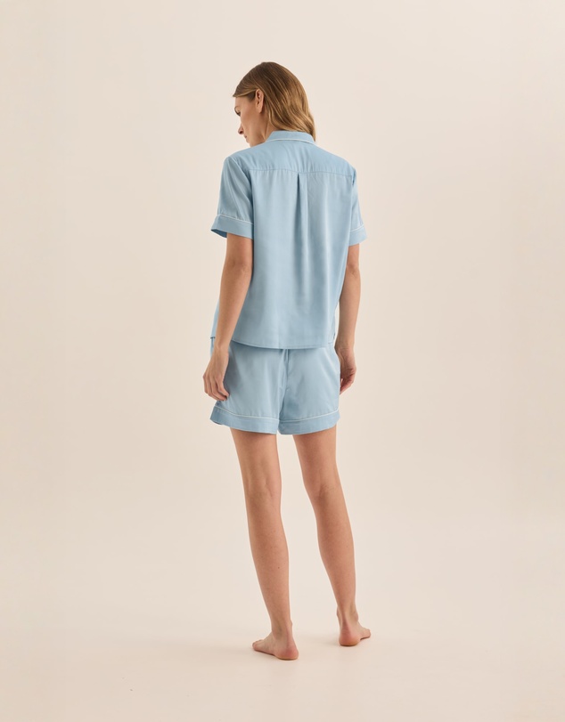 Gingerlilly - Sonia Blue Satin Short PJ Set