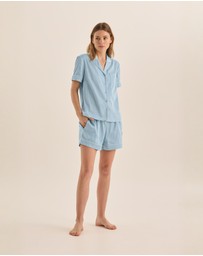 Gingerlilly - Sonia Blue Satin Short PJ Set