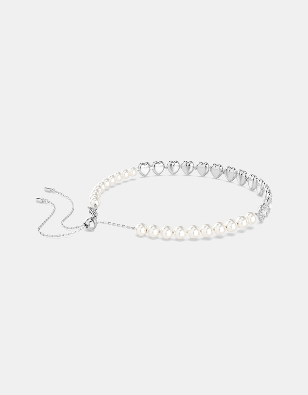 Swarovski - Ariana Grande x Swarovski Tennis choker, Mixed cuts, Heart, White, Rhodium plated