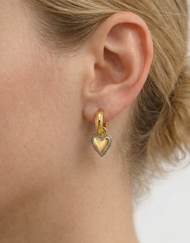Miz Casa and Co - Amora Heart Drop Huggie Earrings