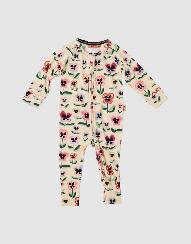 Kip&Co - Organic Cotton LS Romper Pretty Pansy - Babies