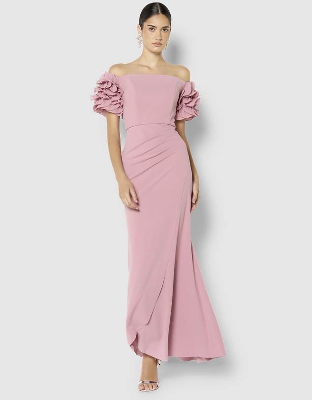 Montique - Diana Ruffle Sleeve Gown