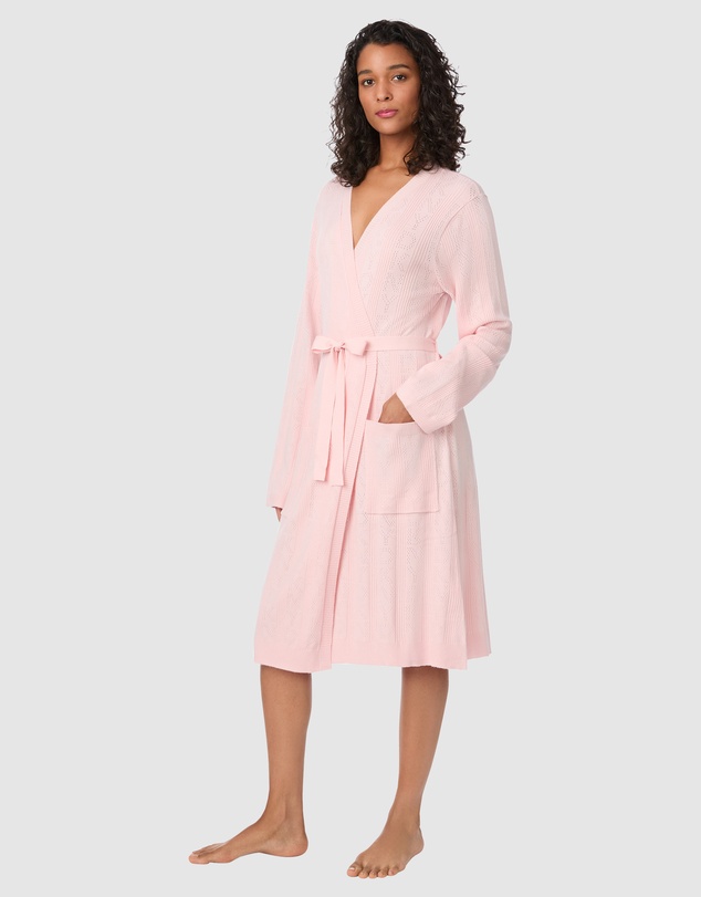 DKNY - Logo Pointelle Knit Short Dressing Gown House Robe